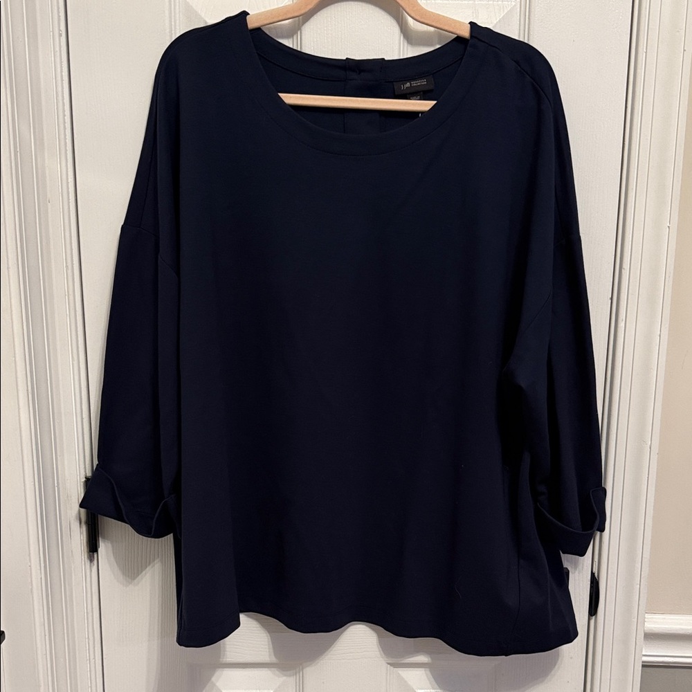 J. Jill Navy Blue 3/4 Sleeve Pullover Wearever Too Sz 2X